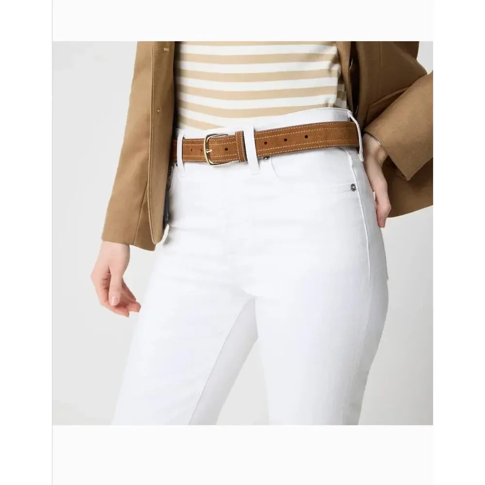 J Crew Mid Rise Straight Jeans 33 White NWT All Day Stretch Denim CQ504